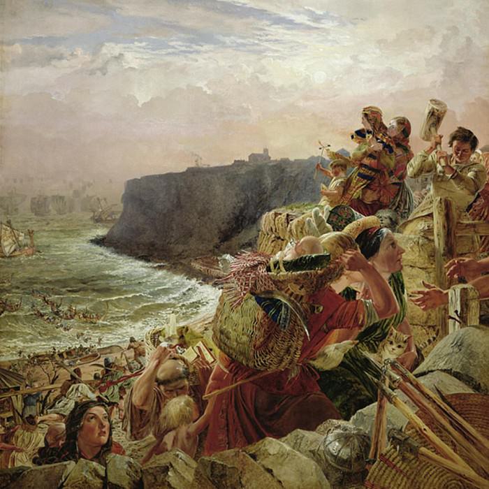 Высадка датских викингов в районе Тайнмаус, около 793 г. н.э., Уильям Белл Скотт