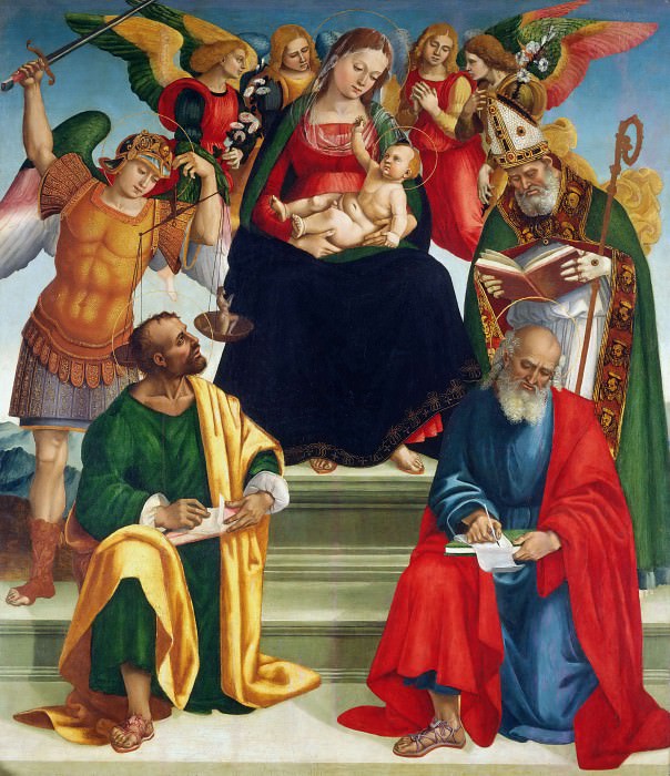 Мадонна с Младенцем со святыми и ангелами, Лука Синьорелли