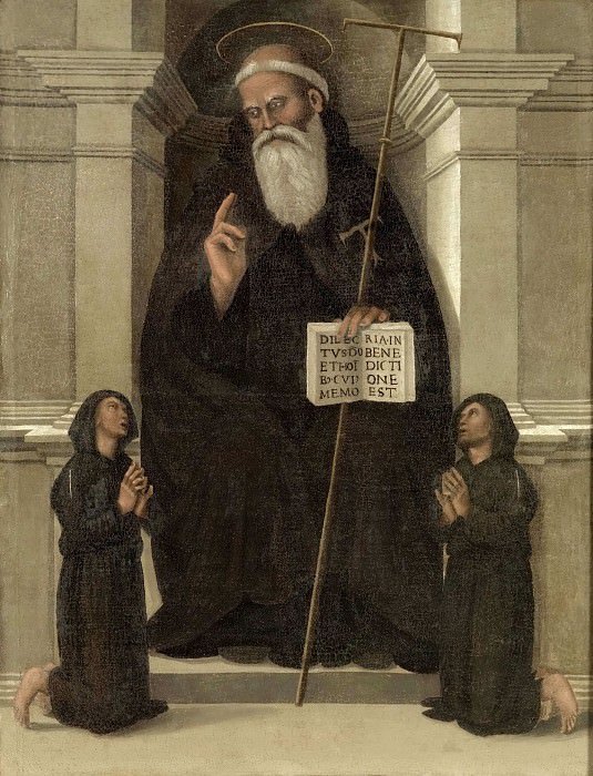 Anthony the Great with two praying monks, Luca Signorelli