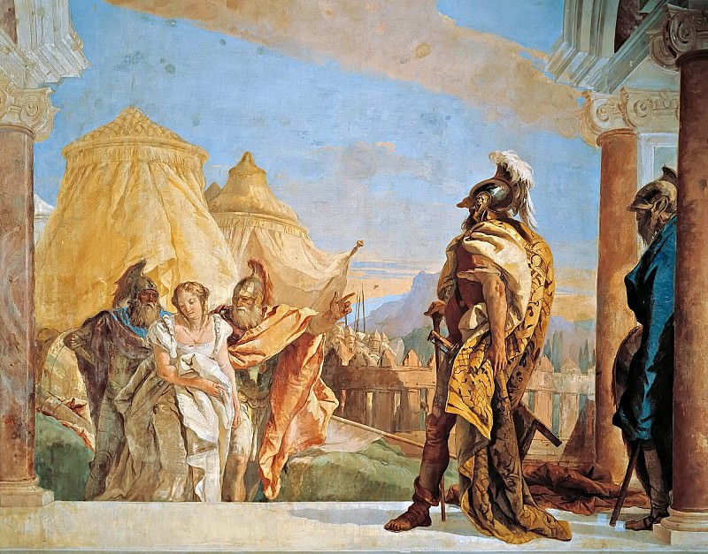 Эврибат и Талфибий приводят к Агамемнону Брисеиду