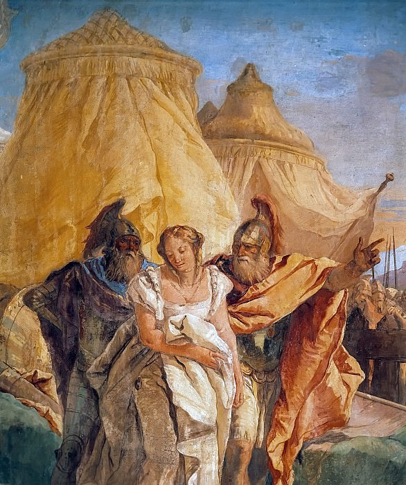 Эврибат и Талфибий приводят к Агамемнону Брисеиду, деталь, Джованни Баттиста Тьеполо