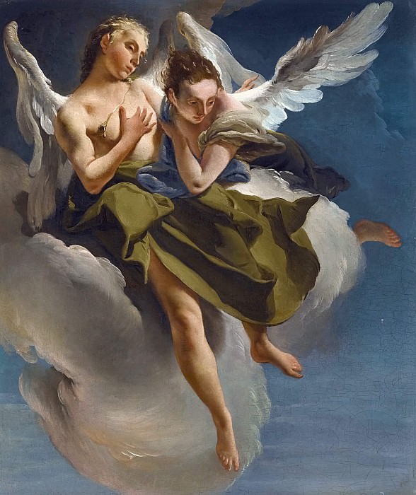 TWO ANGELS IN FLIGHT, Giovanni Battista Tiepolo