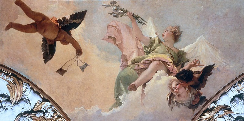 Angel with lily and a putto handing the scapular, Giovanni Battista Tiepolo