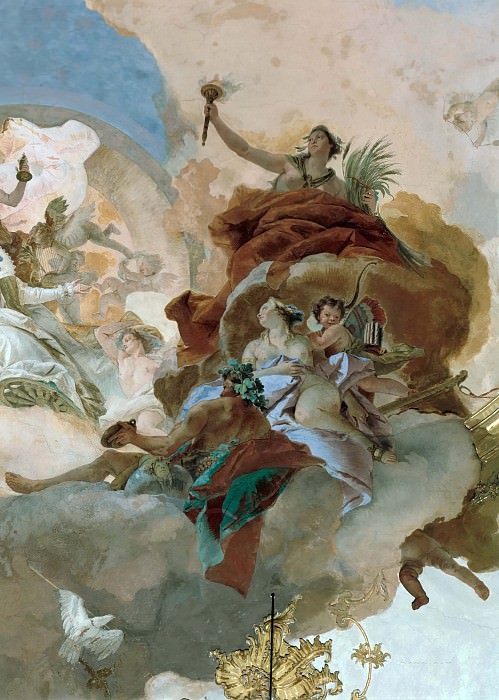 Apollo leads Beatrice of Burgundy as bride to Emperor Frederick Barbarossa, detail – Bacchus, Venus and Ceres, Giovanni Battista Tiepolo