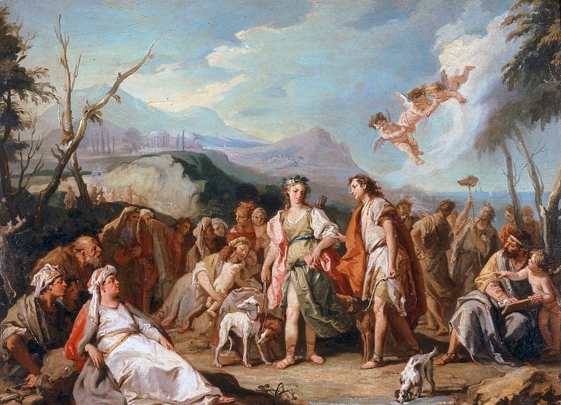 The meeting of Anthia and Abrokomes at the festival of Diana, Giovanni Battista Tiepolo
