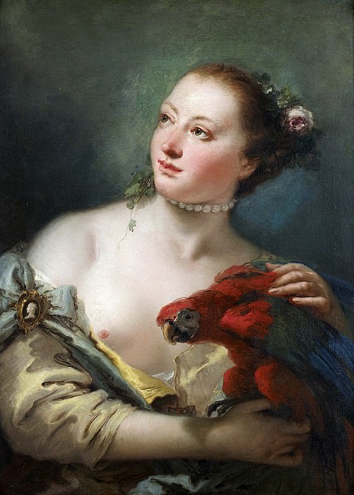 A young Woman with a Parrot, Giovanni Battista Tiepolo