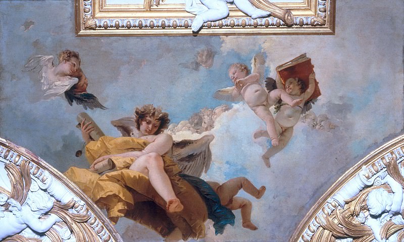 Angel with scrolls and putti taking the book, Giovanni Battista Tiepolo