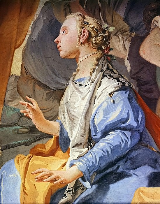 Laban searches for the images of gods, hidden by Rahel, detail, Giovanni Battista Tiepolo