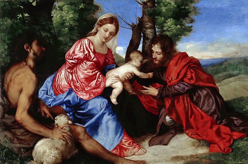 Мадонна с Младенцем, Иоанн Креститель и святой, Тициан (Тициано Вечеллио)