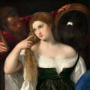 Woman with a Mirror, Titian (Tiziano Vecellio)
