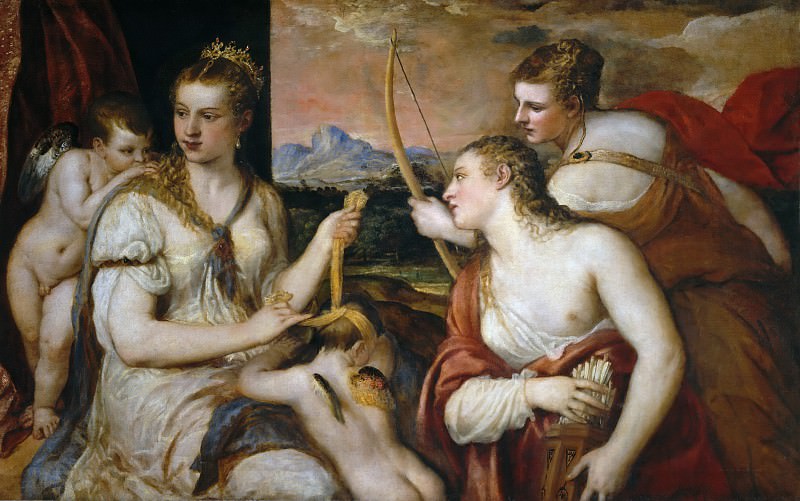 Venus Blindfolding Cupid, Titian (Tiziano Vecellio)