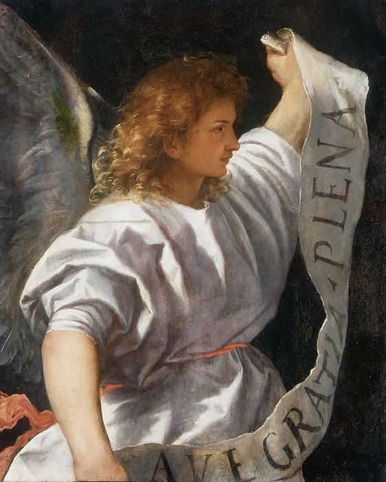 Averoldi Polyptych, detail – The Angel of the Annunciation, Titian (Tiziano Vecellio)