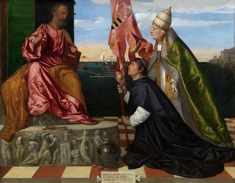 Jacopo Pesaro, Bishop of Paphos, being Presented by Pope Alexander VI to Saint Peter, Titian (Tiziano Vecellio)