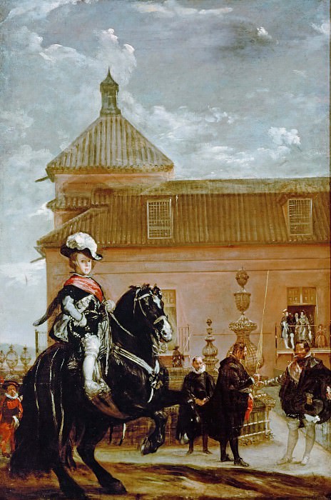 Бальтазар Карлос и граф Оливарес у конюшни, Диего Родригес де Сильва и Веласкес