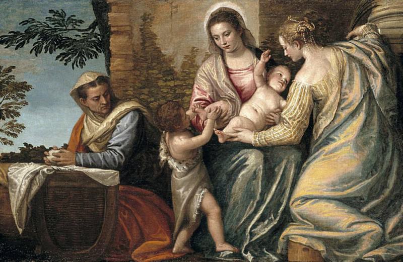 Мадонна с младенцем и святой Елизаветой, младенец Иоанн Креститель и Юстина, Веронезе (Паоло Кальяри)