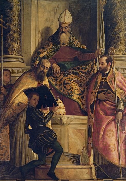 Святой Антоний Аббат со Святым Корнелием, Святым Киприаном и пажем, Веронезе (Паоло Кальяри)