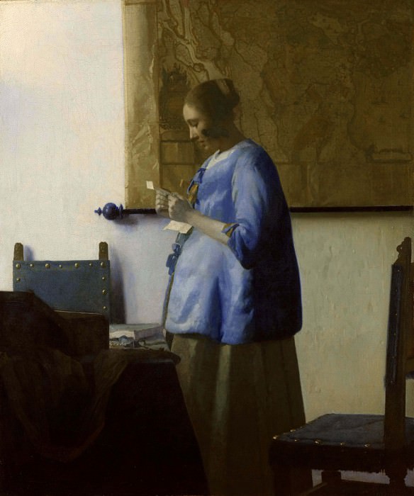 Женщина в голубом, читающая письмо, Ян Вермеер