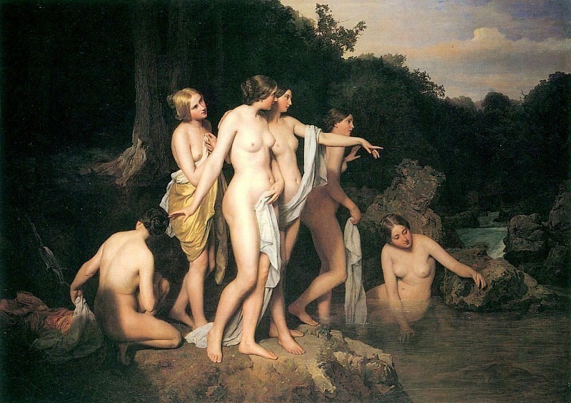 Women bathing at the forest stream, Ferdinand Georg Waldmüller