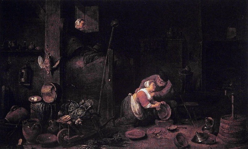 The Old And The Cake Maid After David Teniers, Ferdinand Georg Waldmüller