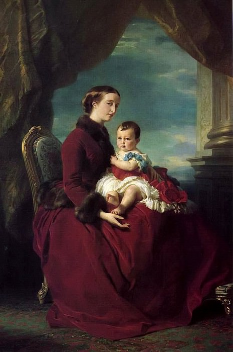 The Empress Eugenie Holding Louis Napoleon, the Prince Imperial, on her Knees, Franz Xavier Winterhalter