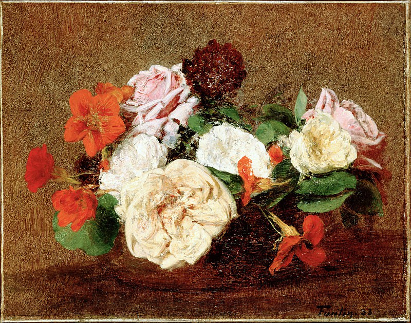 Fantin-Latour, Henri – Roses and Nasturtiums in a Vase, Hermitage ~ part 14 (Hi Resolution images)