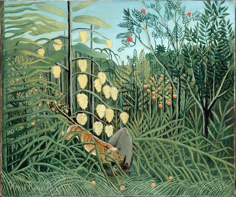 Rousseau, Henri – In a Tropical Forest. Struggle between Tiger and Bull, Hermitage ~ part 14 (Hi Resolution images)