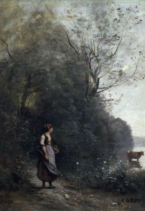 Jean-Baptiste Camille Corot – Peasant Girl Grazing a Cow at the Forest, Hermitage ~ part 14 (Hi Resolution images)