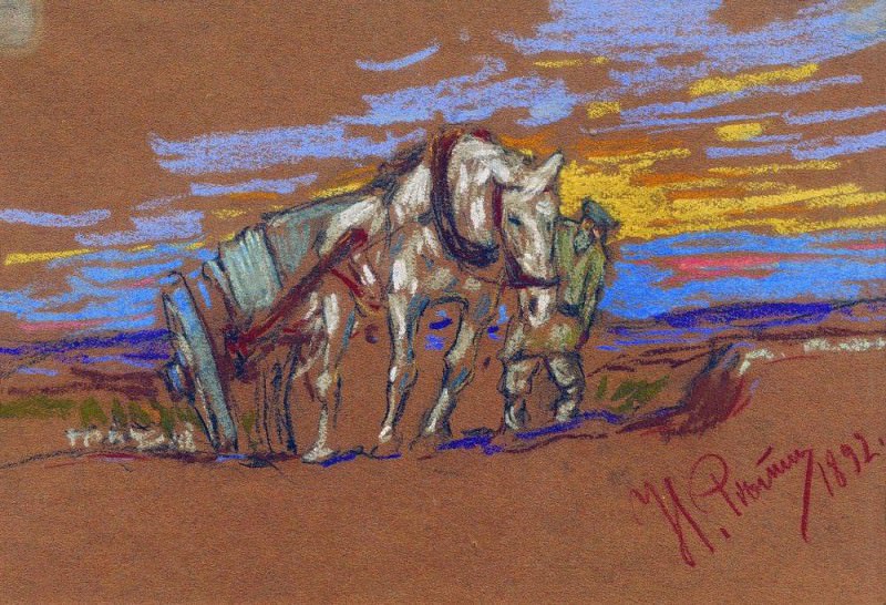 Pulling a horse, Ilya Repin