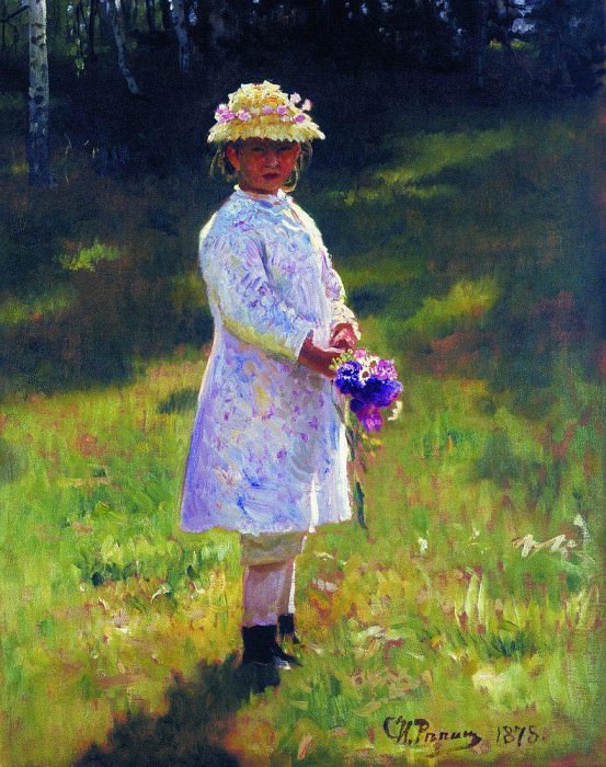 Girl with Flowers , Ilya Repin
