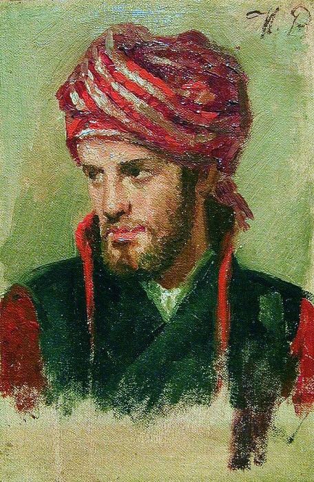 Portrait of a young man in a turban, Ilya Repin