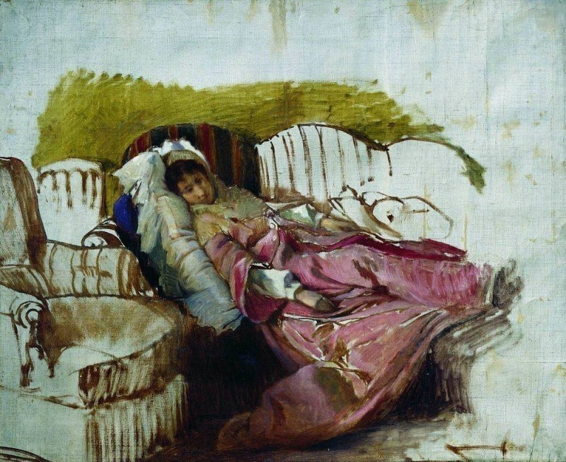 On the sofa, Ilya Repin