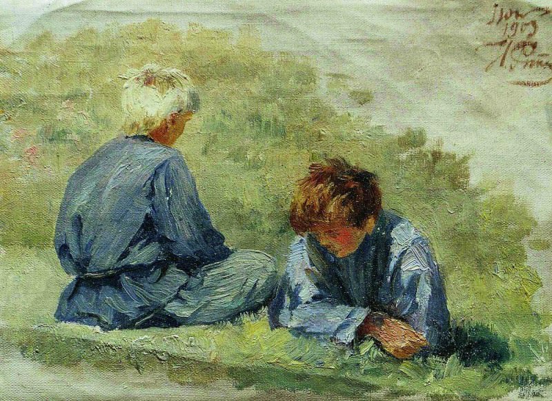 Boys on the grass, Ilya Repin