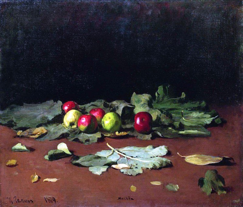 Apples and leaves