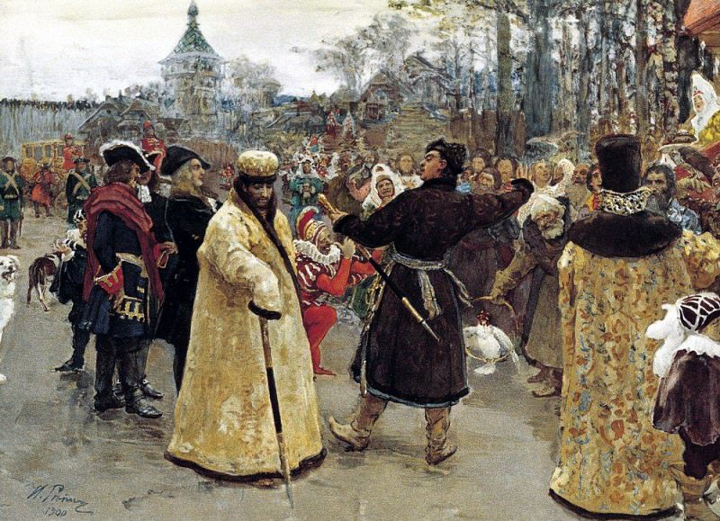 Arrival of the kings of John and Peters on Cemenivskiy funny court accompanied by his suite, Ilya Repin