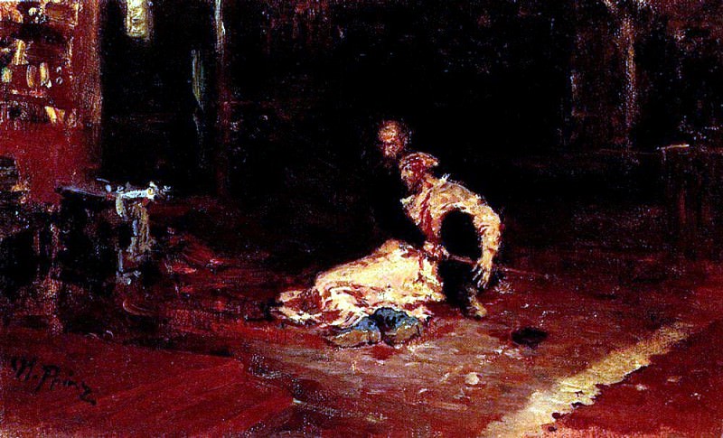 Ivan the Terrible and his son Ivan. 1883, Ilya Repin