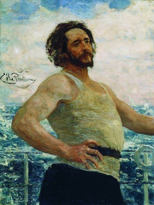 Portrait of the writer Leonid Andreev on a yacht, Ilya Repin