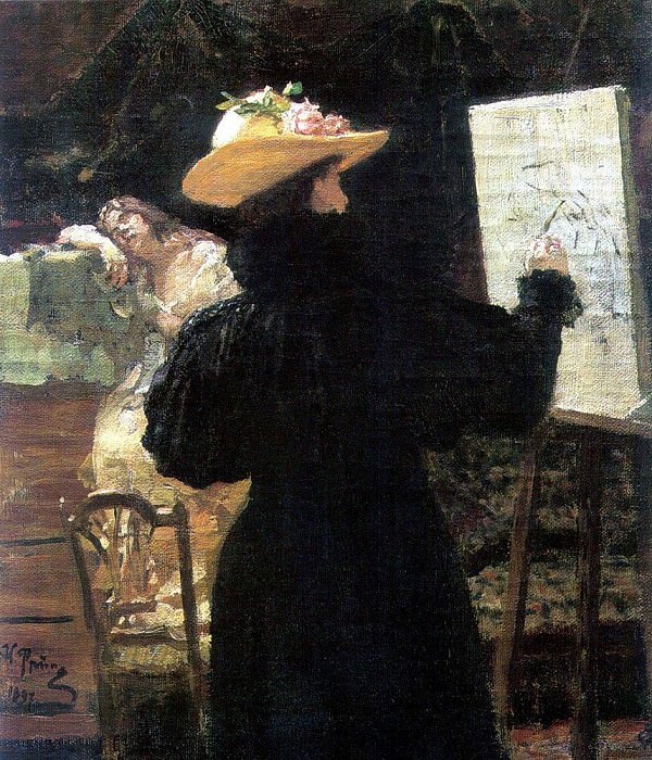 M. Tenisheva at work, Ilya Repin