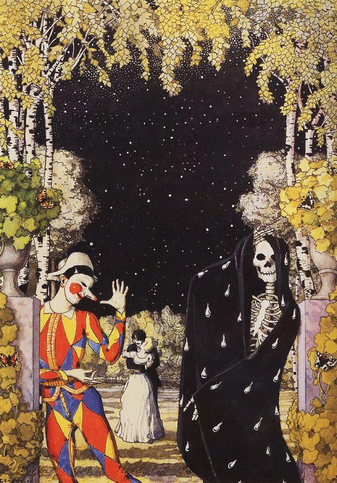 Harlequin and death, Konstantin Andreevich Somov