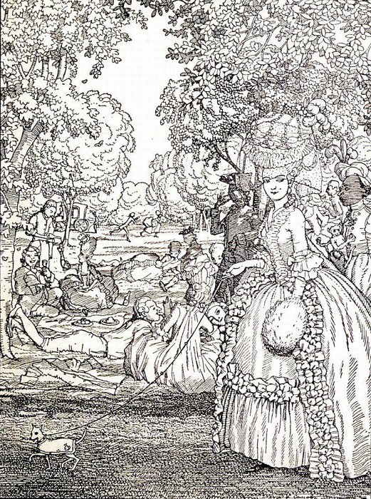 Picnic. Illustration for the Book of Marquise1, Konstantin Andreevich Somov