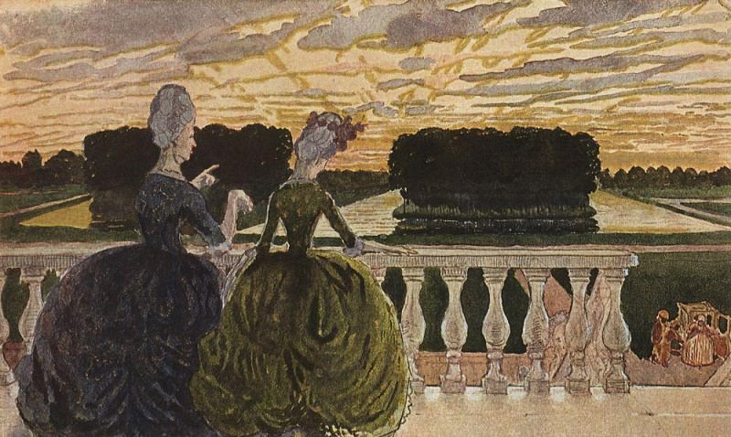Two ladies on the terrace, Konstantin Andreevich Somov