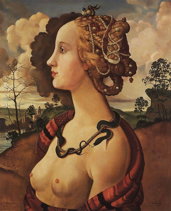 Copy of the portrait of Simonetta Vespucci by Piero di Cosimo . 1930s, Konstantin Andreevich Somov