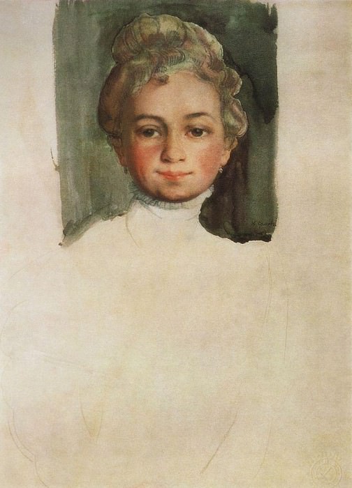 Head of a girl , Konstantin Andreevich Somov