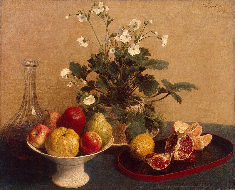 Fantin-Latour, Henri. Flowers, vase with fruit and a decanter, Hermitage ~ part 12