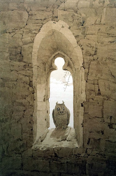 Friedrich, Caspar David. Owl in the embrasure of a Gothic window, Hermitage ~ part 12