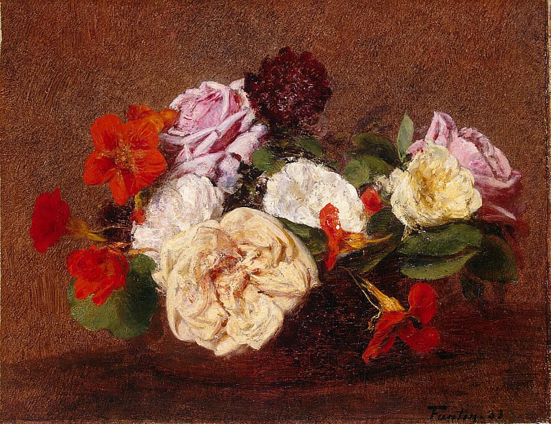 Fantin-Latour, Henri. The roses and nasturtiums in a vase, Hermitage ~ part 12