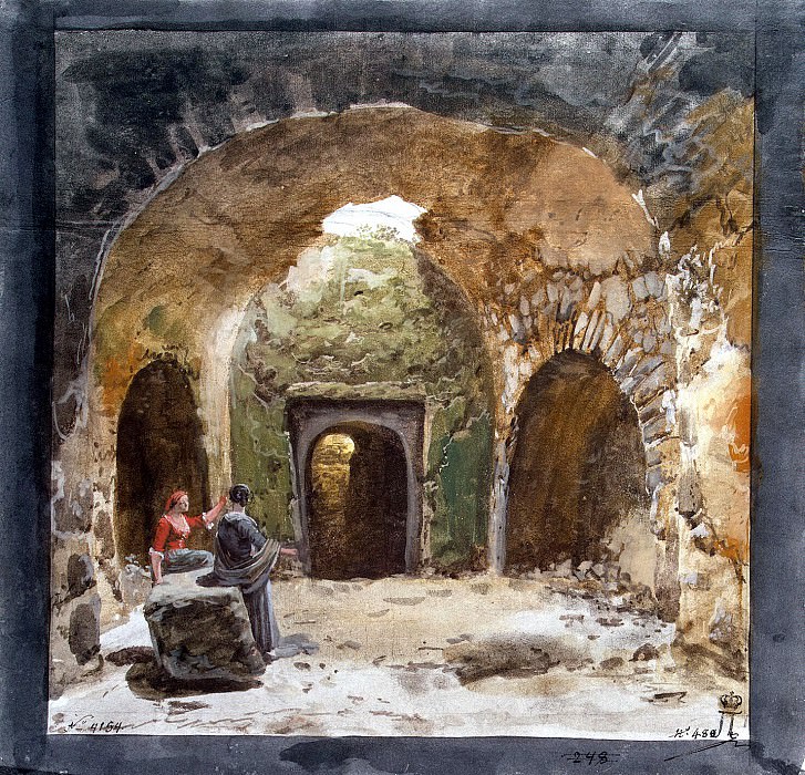 Уэль, Жан-Пьер-Лоран – Вид гробницы в подземном гроте близ церкви Сан Никола на острове Липари, Эрмитаж ~ часть 12