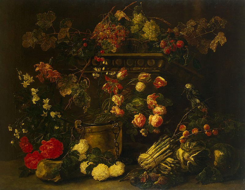Faith, Ian. Still life with flowers, fruit and a parrot, Hermitage ~ part 12