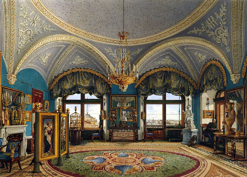 Ukhtomsky, Konstantin Andreevich. Types of rooms in the Winter Palace. Corner living room of Emperor Nicholas I, Hermitage ~ part 12