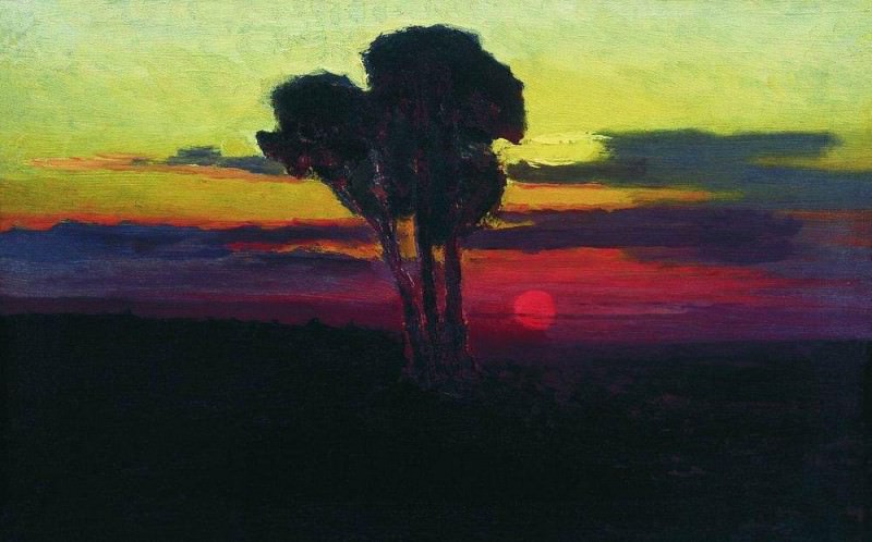 Sunset with trees., Arhip Kuindzhi (Kuindschi)