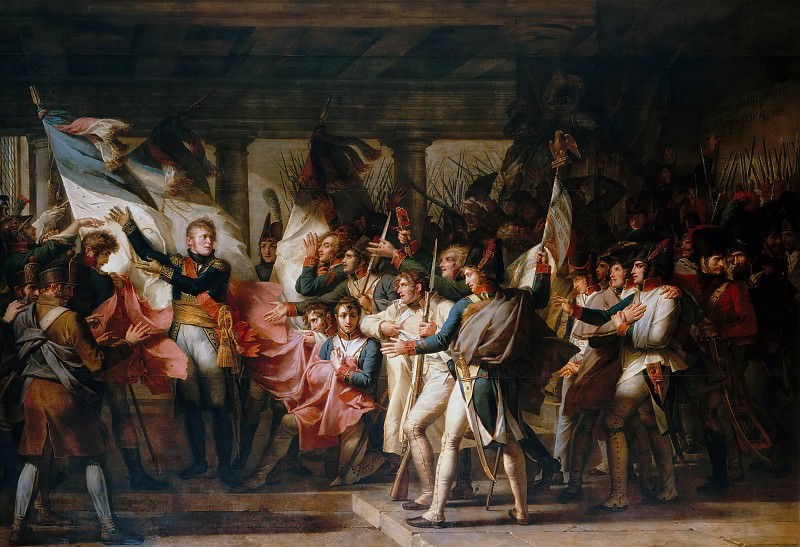 Шарль Мейнье -- Маршал Ней со своими солдатами возвращают знамена из арсенала Инсбрука 7 ноября 1805 года, Версальский дворец